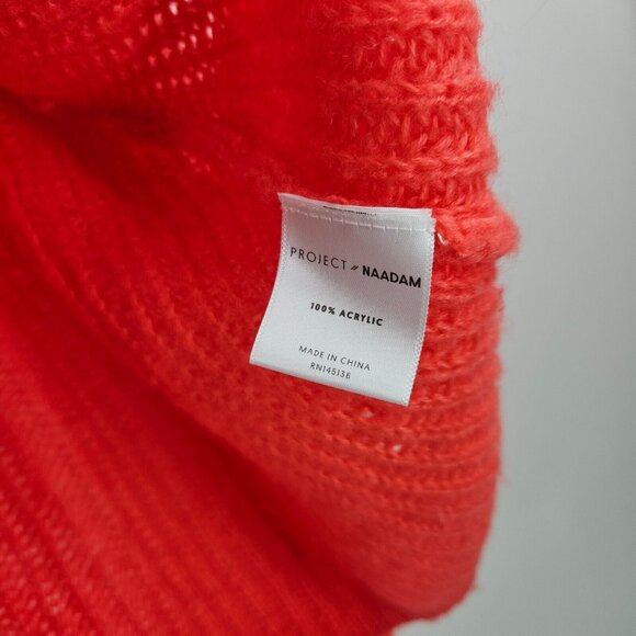Project Naadam Sweater Coral Pink Open Knit Bell Sleeve Tied Bow Pullover Size S - Picture 4 of 7